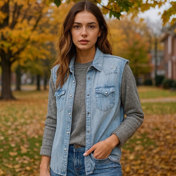 AllSaints Cannon Chambray Denim Snap Shirt Women’s XS (US 0) - Picture 1 of 8